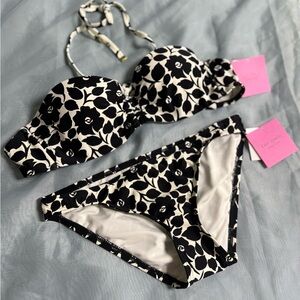 Kate Spade Black and White Floral Swimwear Bikini size XS